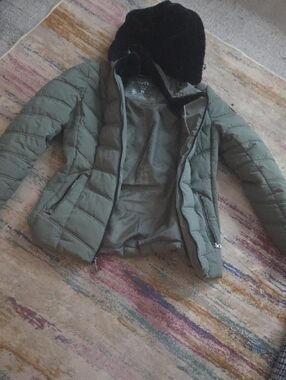 Olive Green Quilted Puffer Jacket